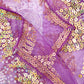 MECALA Women's Floral Sequin Maxi Mesh Kimono Cardigan Plus Size Purple Sheer Cardigan Kftan with Drawstring