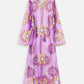 MECALA Women's Floral Sequin Maxi Mesh Kimono Cardigan Plus Size Purple Sheer Cardigan Kftan with Drawstring