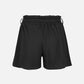 Women's High Waist Dual Pockets Tie Front Solid Shorts-Black back view