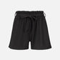 Women's High Waist Dual Pockets Tie Front Solid Shorts-Black main view