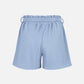 Women's High Waist Dual Pockets Tie Front Solid Shorts-Blue back view