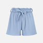 Women's High Waist Dual Pockets Tie Front Solid Shorts-Blue main view