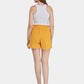 Women's High Waist Dual Pockets Tie Front Solid Shorts-Ginger back view