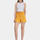 Women's High Waist Dual Pockets Tie Front Solid Shorts-Ginger main view