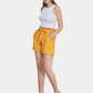 Women's High Waist Dual Pockets Tie Front Solid Shorts-Ginger side view