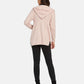 FINEPEEK Women's Long Sleeve Cable Knit Hooded Pink Cardigan