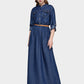 Women's Long Sleeve Denim Shirt Dress-Mid Blue main view