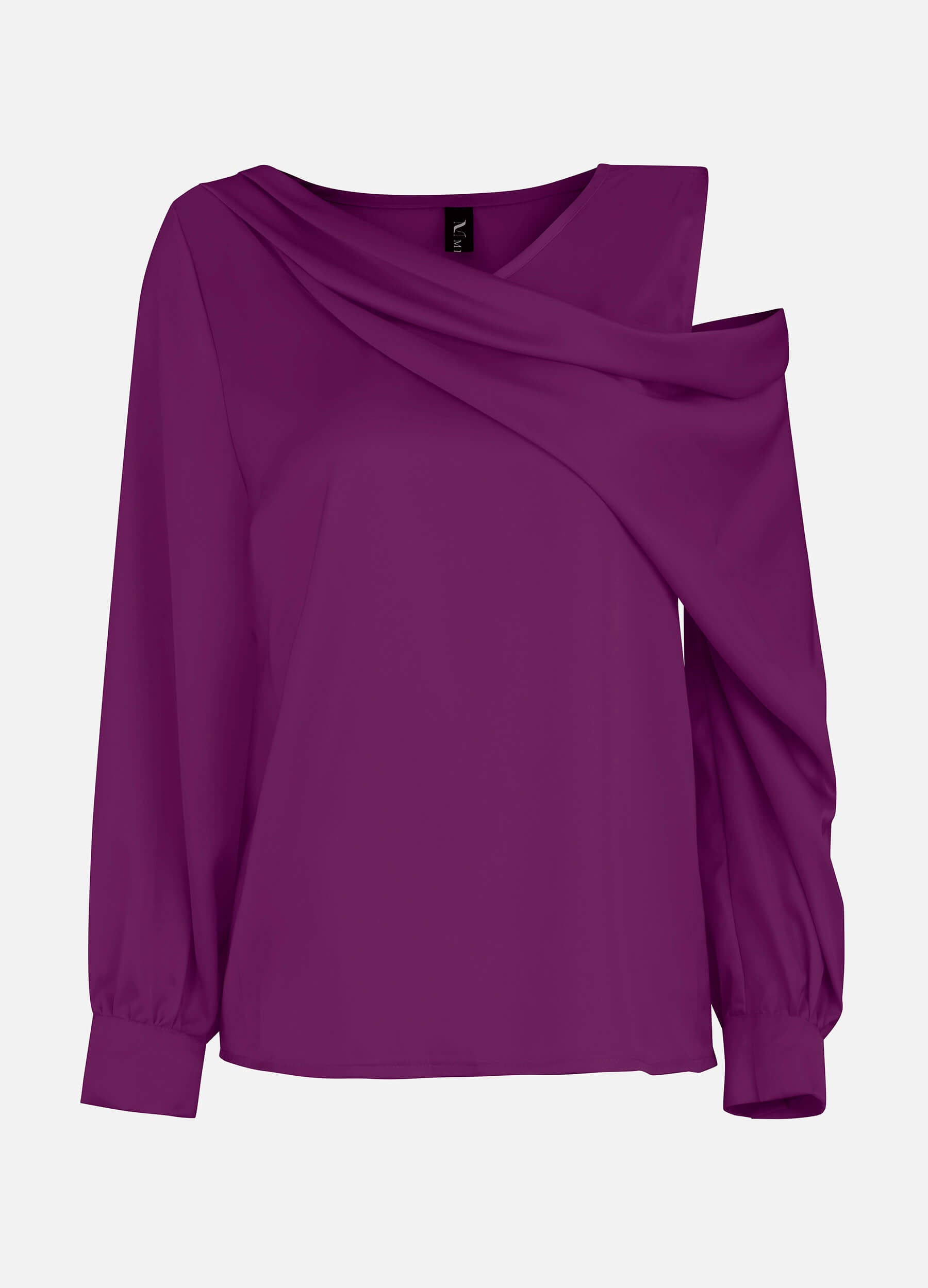 Women's Off Shoulder Satin Long Sleeve Top-Purple