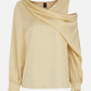 Women's Off Shoulder Satin Long Sleeve Top-Yellow