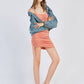 MECALA Women's Fall Drop Shoulder Denim Jacket with Pockets