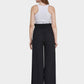 Women's Ruffle Trims Belted Comfort Wide Leg Trousers-Black back view