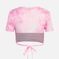 Women's Short Sleeve High Low Hem Crop Tee-Pink  back view