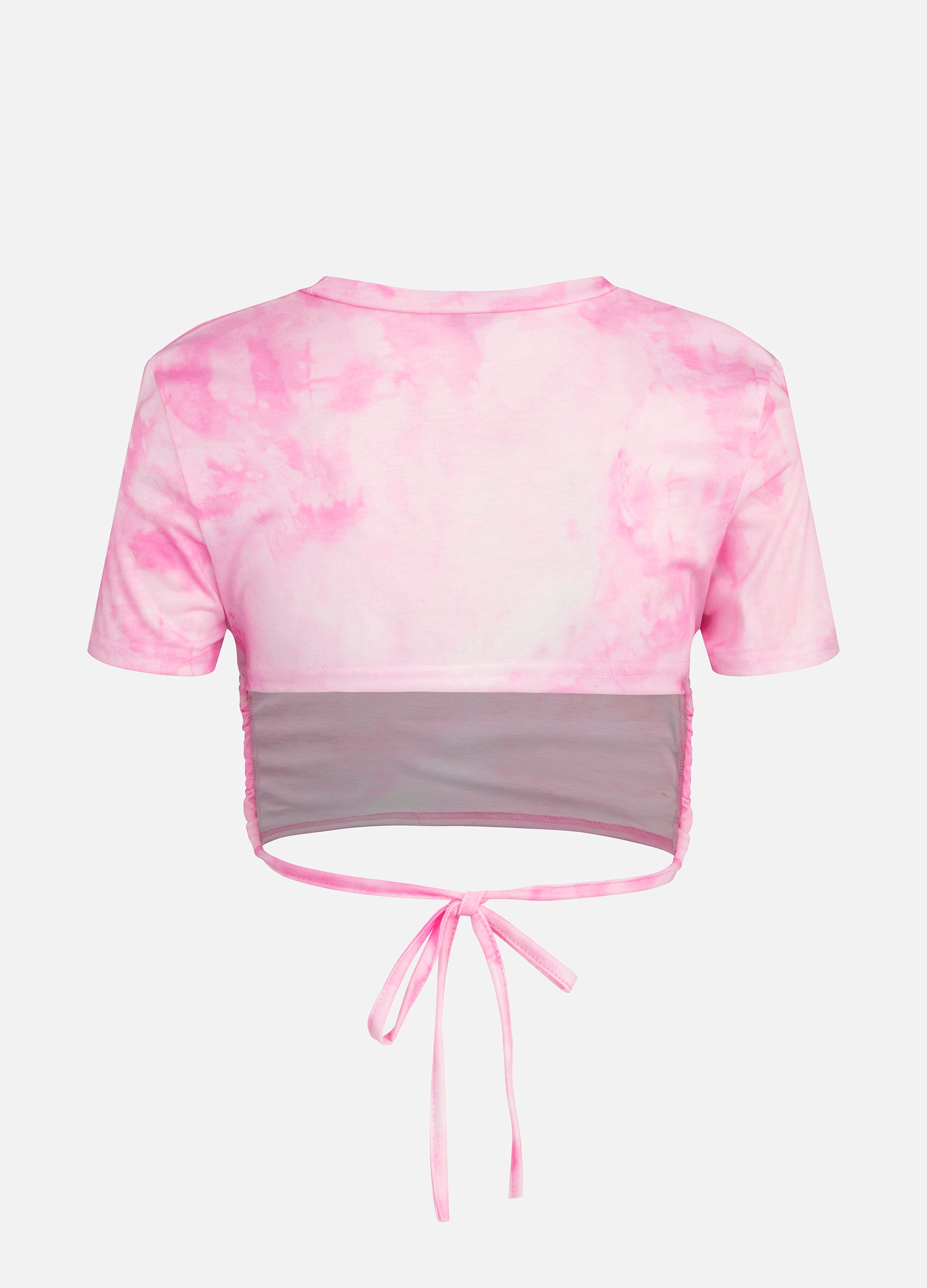 Women's Short Sleeve High Low Hem Crop Tee-Pink  back view