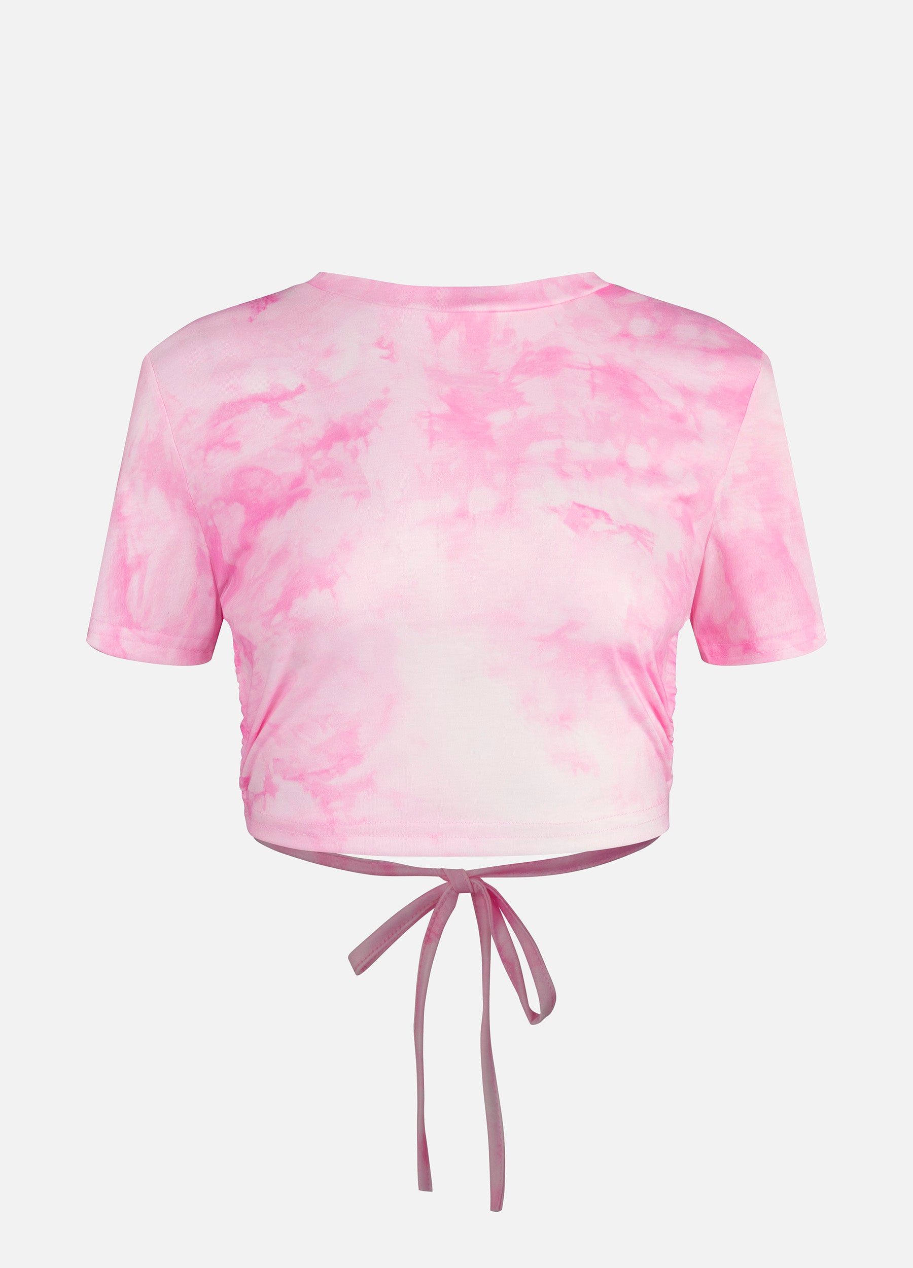 Women's Short Sleeve High Low Hem Crop Tee-Pink  main view