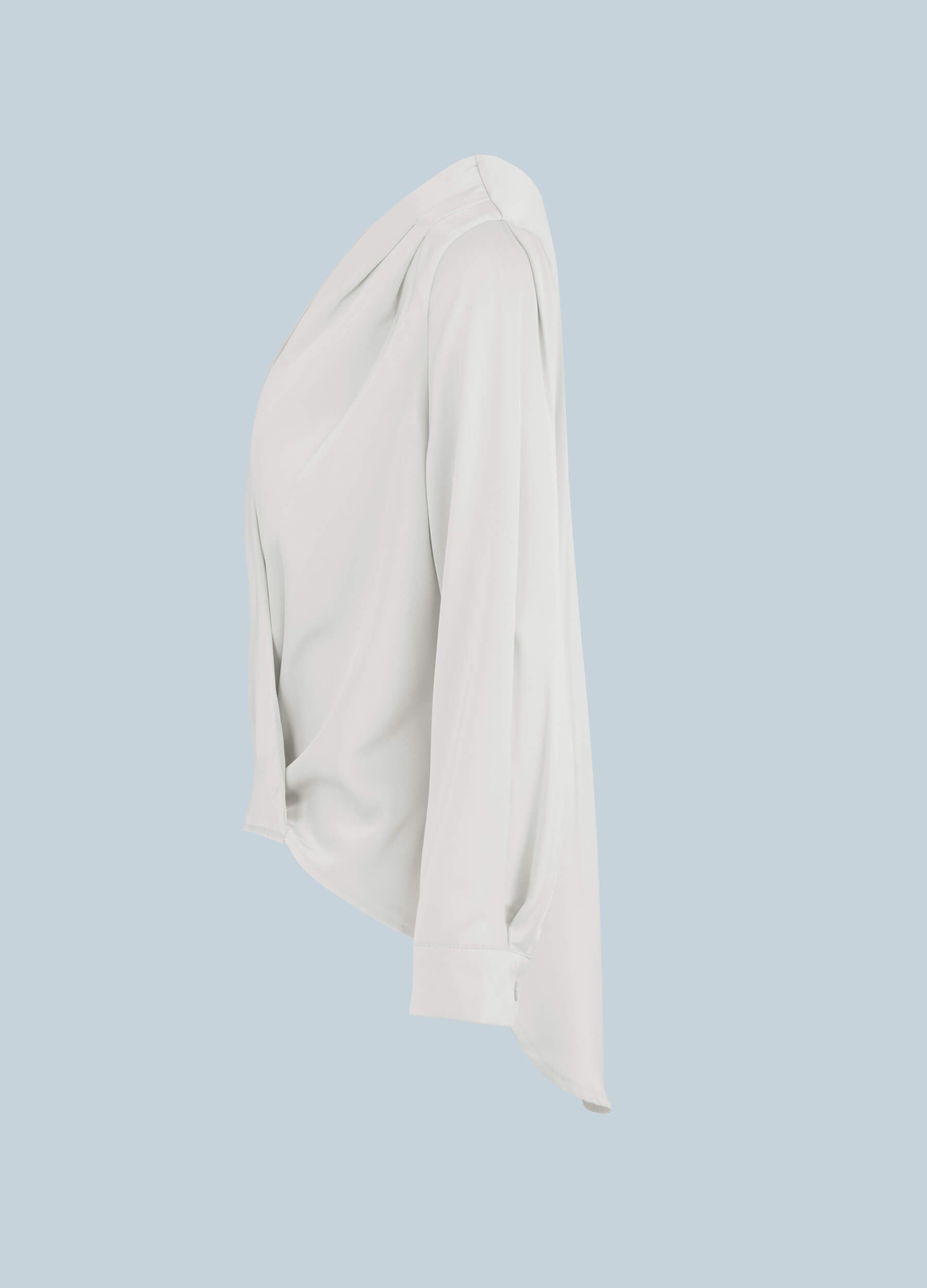 Women's Solid Surplice Neck Satin Top-White side view