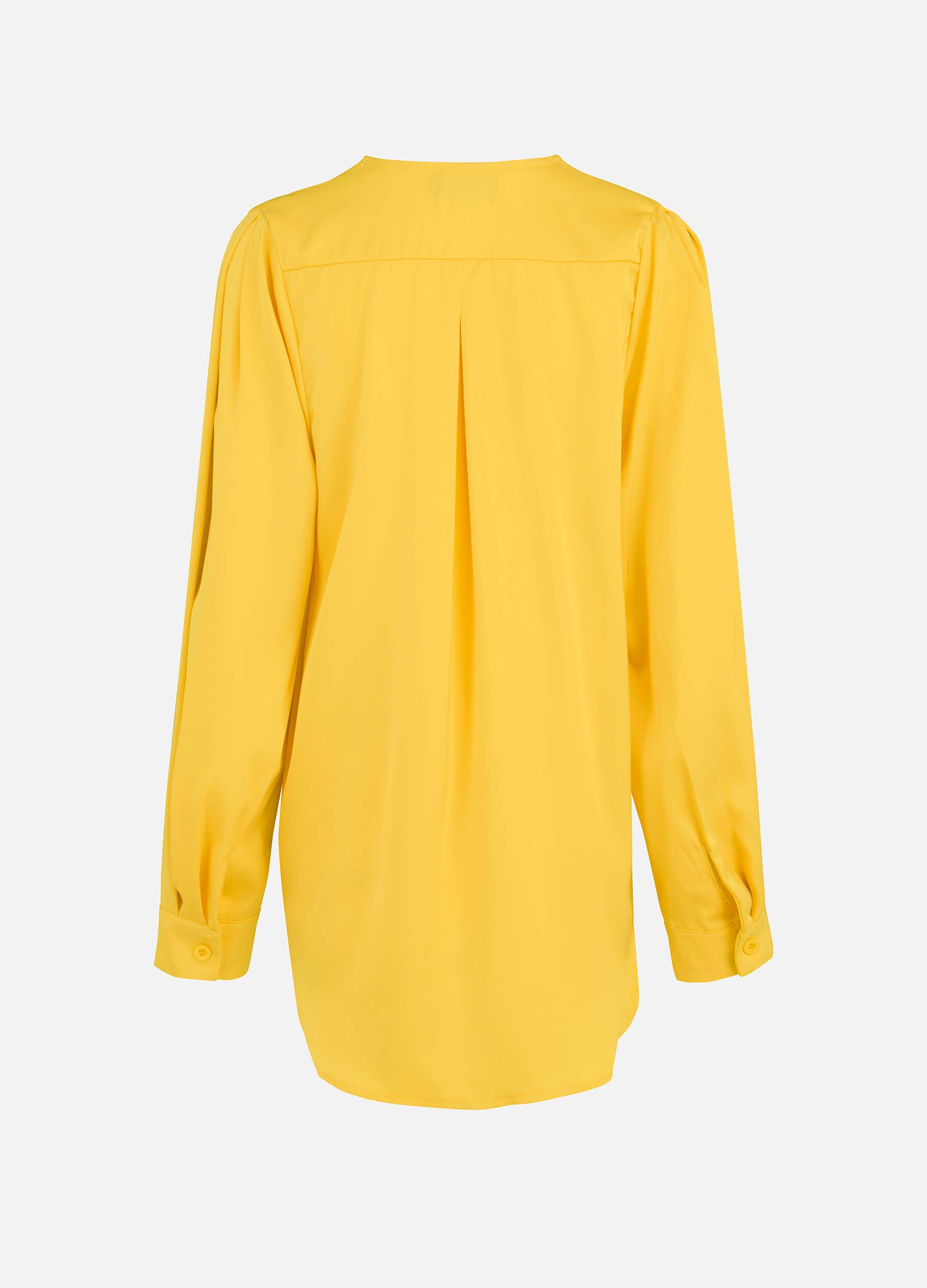 Women's Solid Surplice Neck Satin Top-Yellow back view