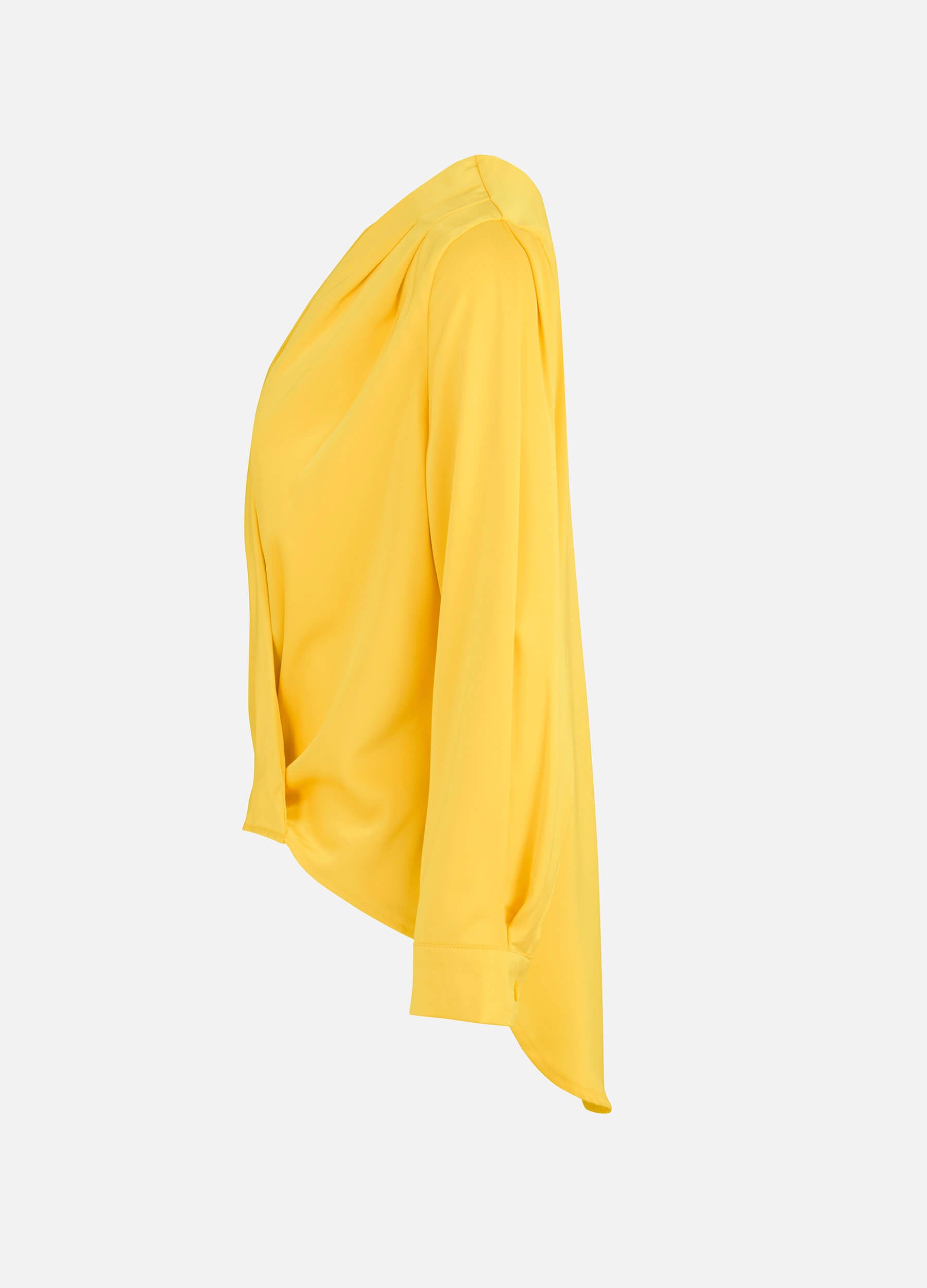 Women's Solid Surplice Neck Satin Top-Yellow side view