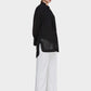 Women's Solid Tie-Neck High Low Hem Tunic-Black side view