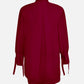 Women's Solid Tie-Neck High Low Hem Tunic-Red back view