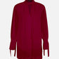 Women's Solid Tie-Neck High Low Hem Tunic-Red main view