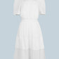 Women's Summer Off Shoulder Ruffle Trims Layered Hem Solid Dress-White main view