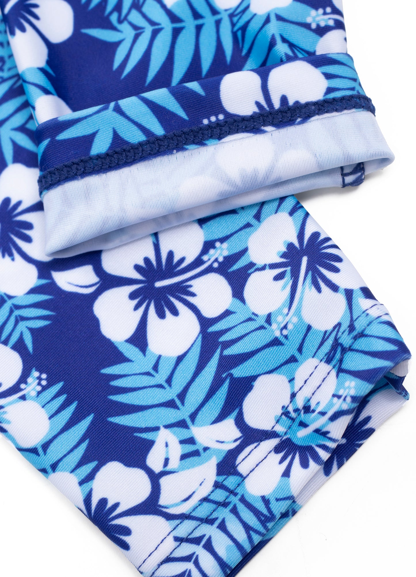 muslim swimming suits/islamic swimming suits/4POSE Women's Tropical Print Peplum Hem Full Coverage Swimsuit-Blue base match print pattern cuff detail