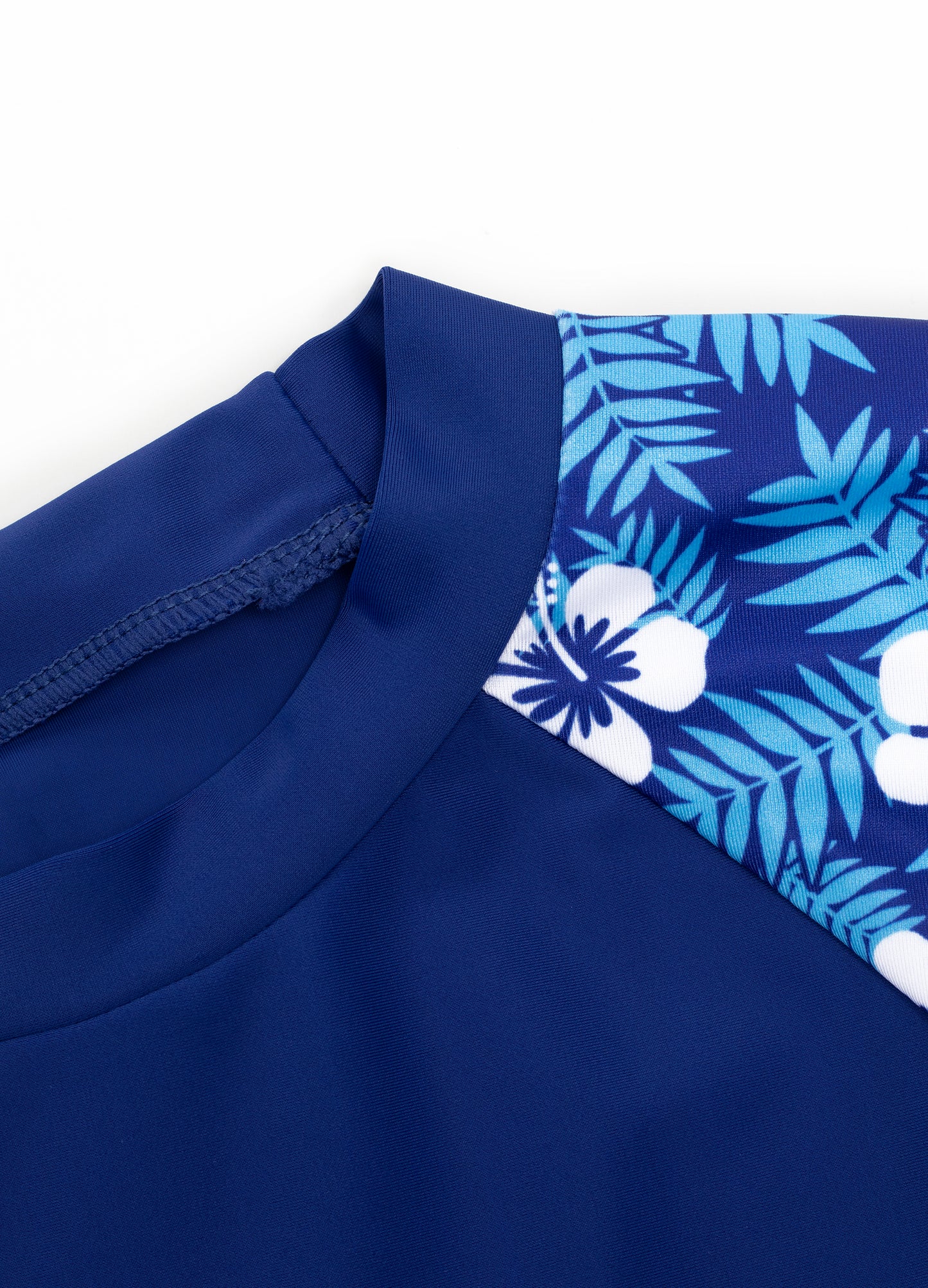 muslim swimming suits/islamic swimming suits/4POSE Women's Tropical Print Peplum Hem Full Coverage Swimsuit-Blue base match print pattern neckline