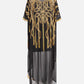 Women's V Neck Half Sleeve Seuqin Maxi Pullover Kaftan-Black main view