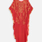 Women's V Neck Half Sleeve Seuqin Maxi Pullover Kaftan-Red back view