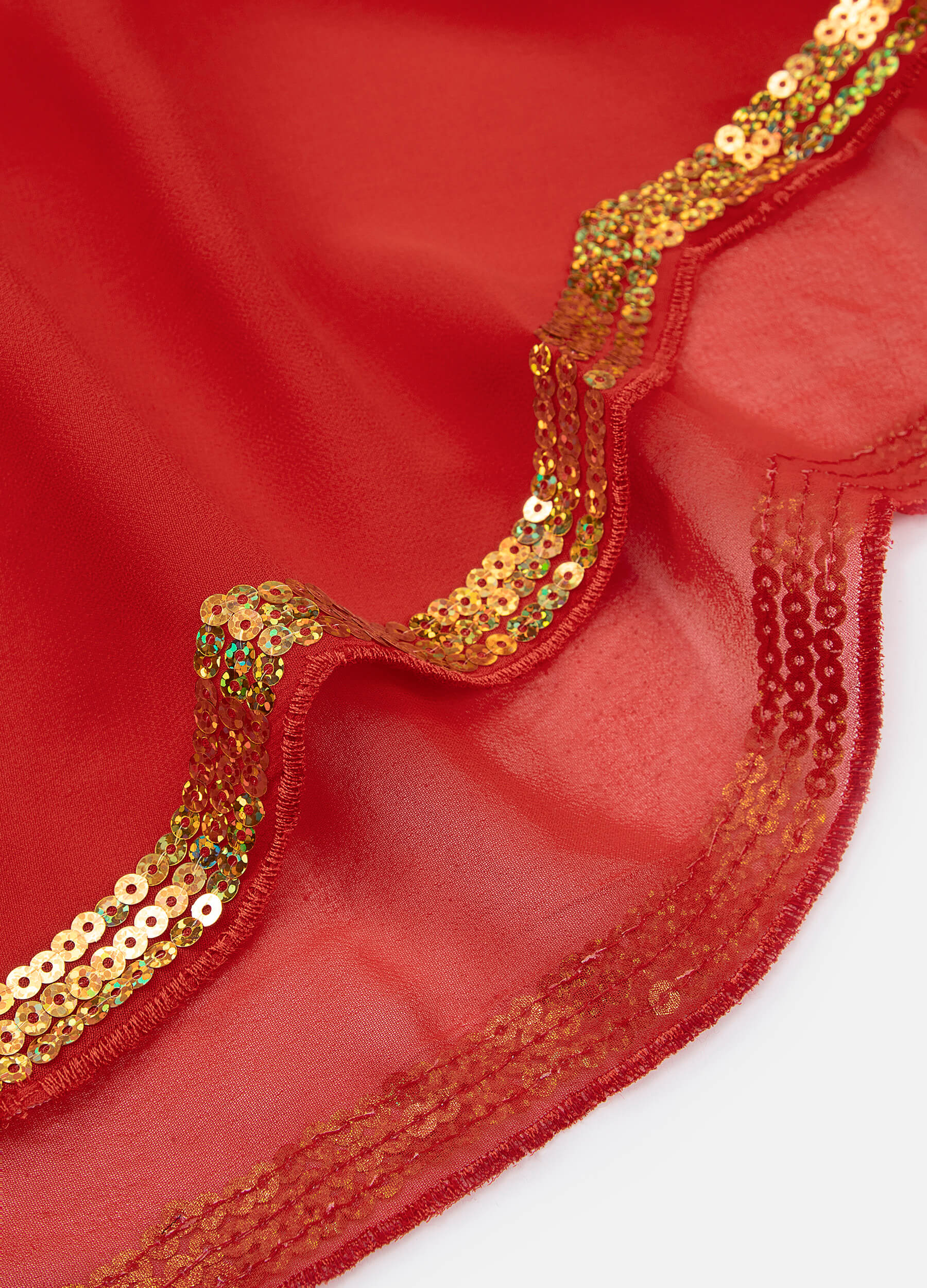 Women's V Neck Half Sleeve Seuqin Maxi Pullover Kaftan-Red hem
