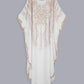 Women's V Neck Half Sleeve Seuqin Maxi Pullover Kaftan-White back view
