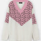 Women's V-Neck Leopard Print Long Sleeve Sweater-Pink main view