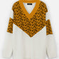 Women's V-Neck Leopard Print Long Sleeve Sweater-Ginger main view