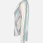 MECALA Women's Vertical Stripe Warp Long Sleeve Top With Necklace-Green side view