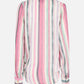 MECALA Women's Vertical Stripe Warp Long Sleeve Top With Necklace-Pink back view