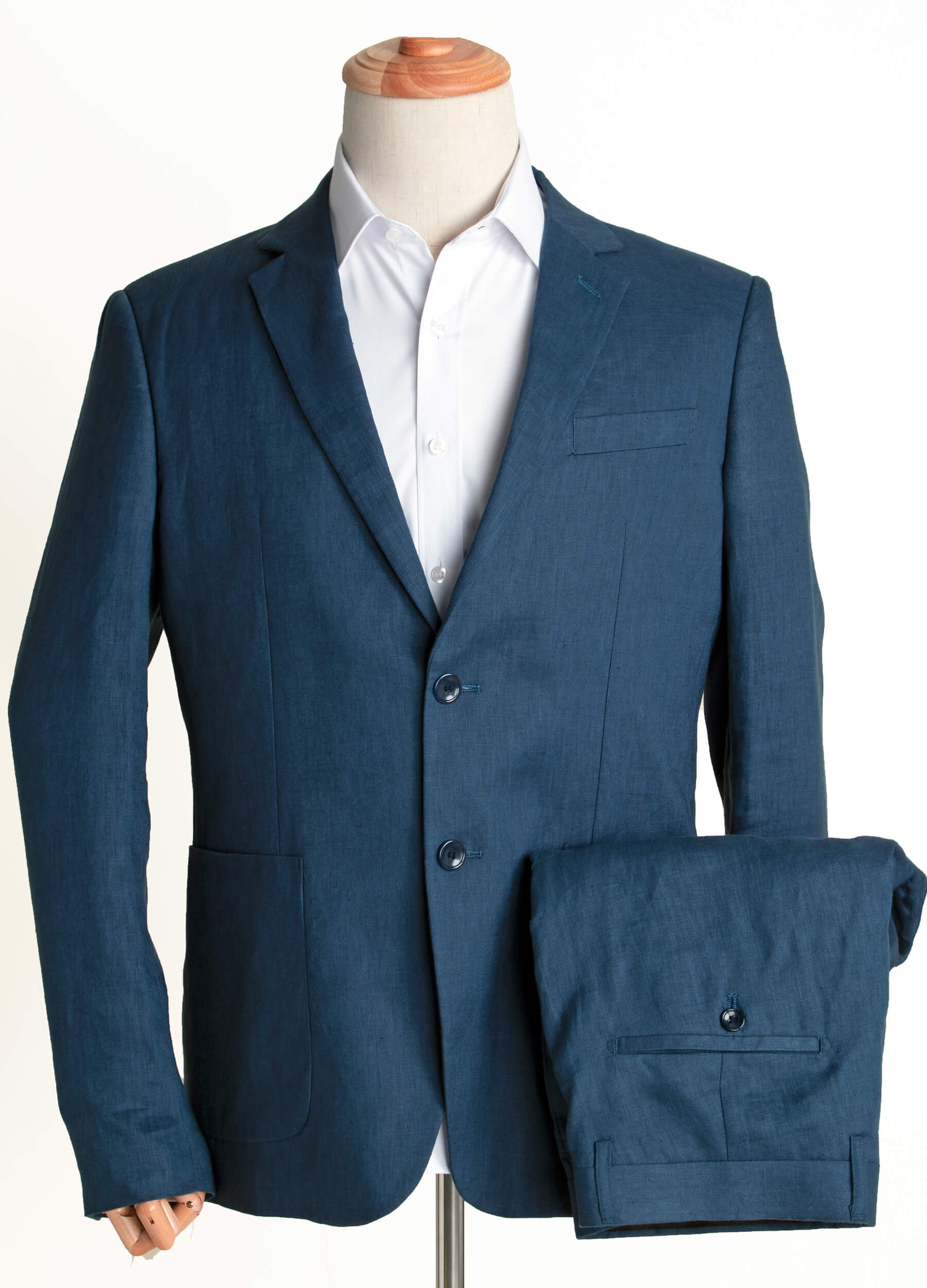 Navy Blue Men Linen Suit