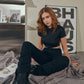 girl black crop top