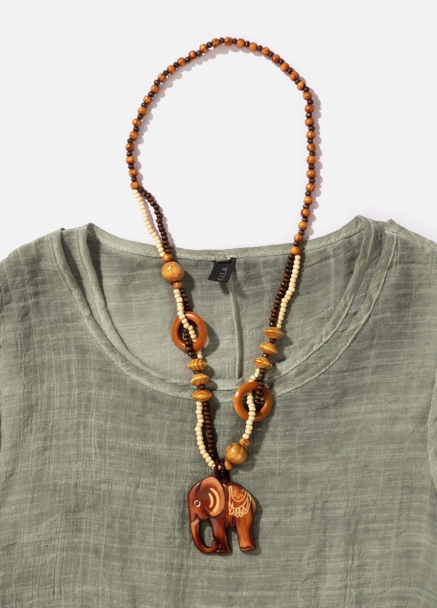 MECALA Women's Plus Size Dress with Wooden Elephant Necklace(Clearance)