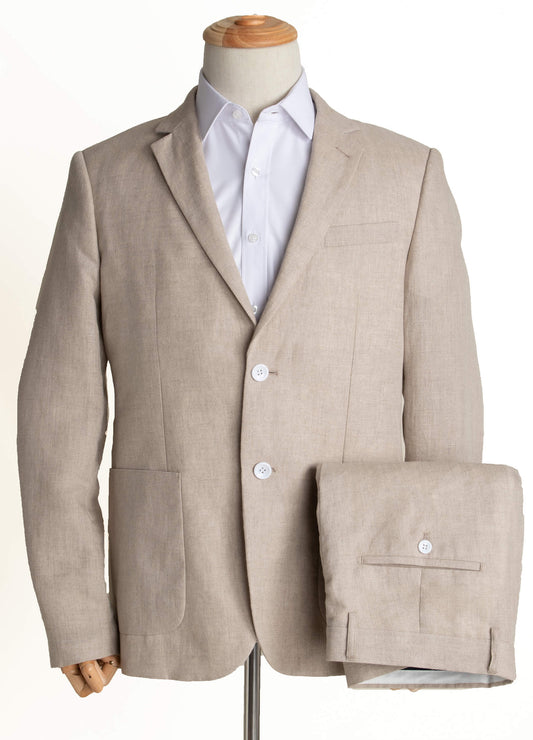 Khaki Men Linen Suit