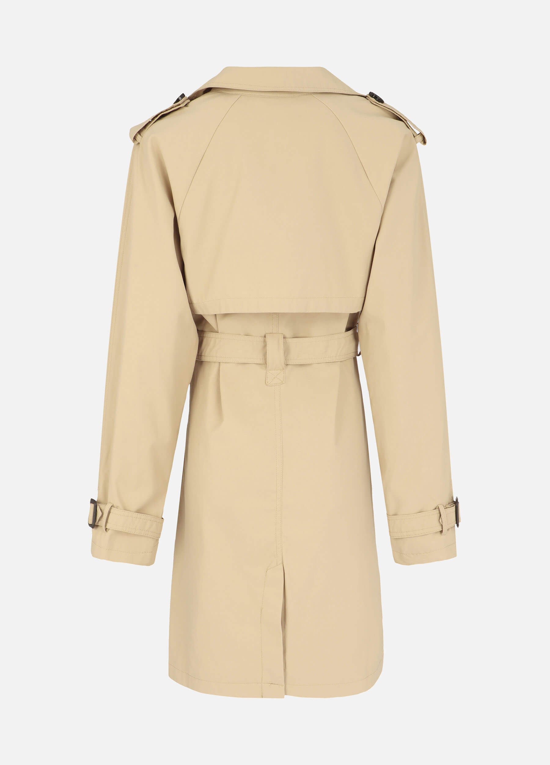 MECALA Women's Solid Double Breasted Belted Khaki Trench Coat