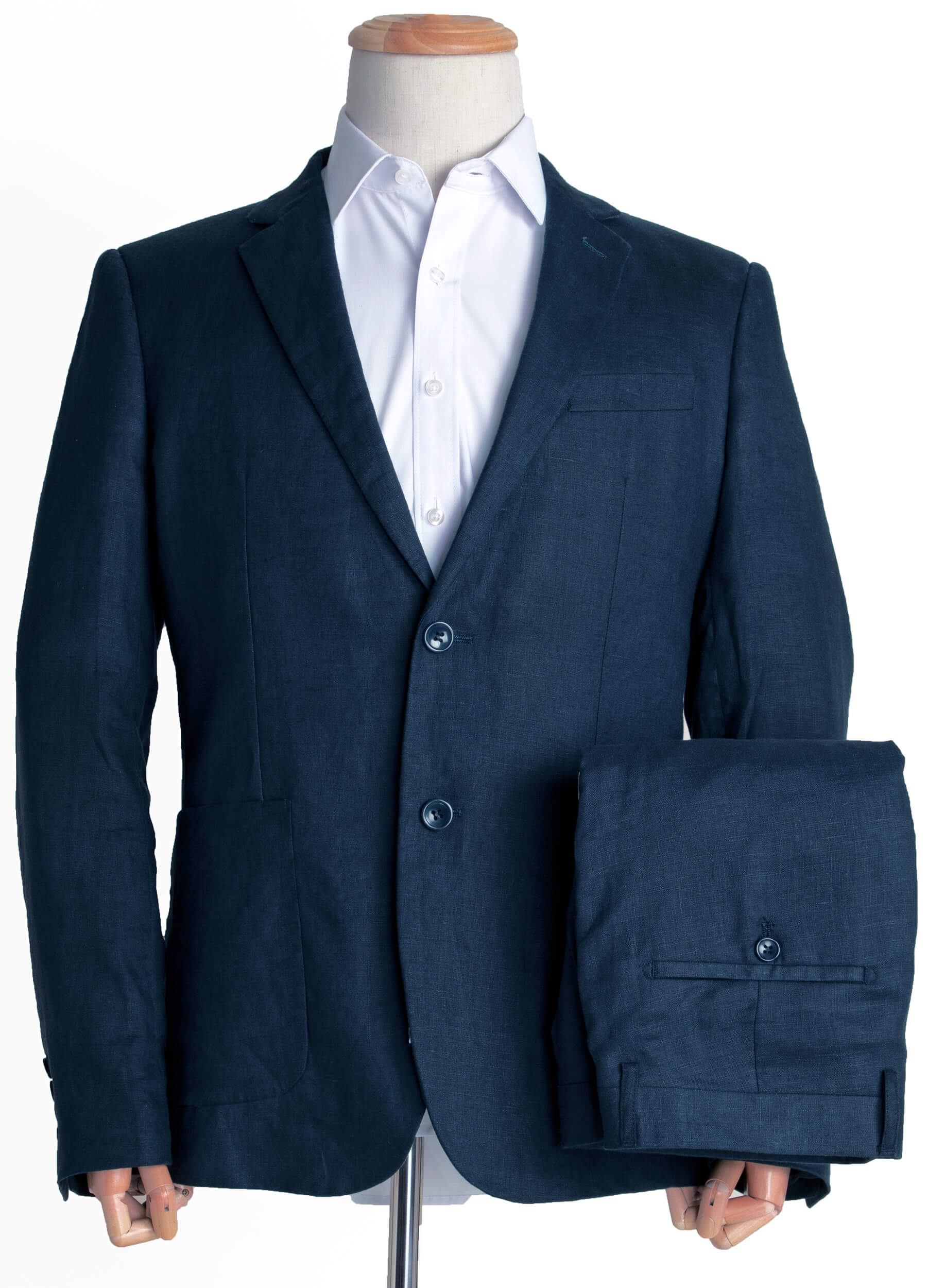 Dark Blue Men Linen Suit