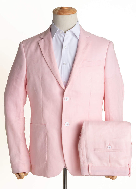 Pink men's linen suit