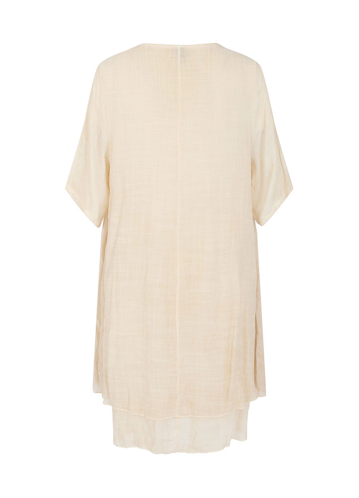 MECALA Women's Beige Cardigan Dress with Wooden Feather Necklace