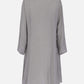 MECALA Women's Solid Linen Grey Cardigan Dress with Wooden Fish Necklace