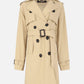 MECALA Women's Solid Double Breasted Belted Khaki Trench Coat